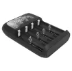 This intelligent charger has four independent charging slots to charge any combination of Ni-MH, Ni-Cd, Li-ion, or LiFePO4 cells at the same time.