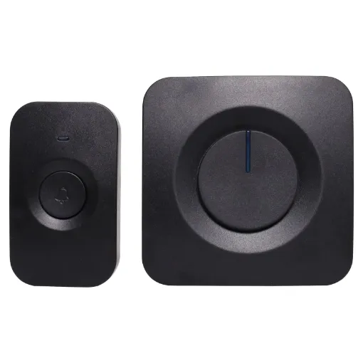 Provides up to 200m wireless range and 52 doorbell tunes so you always know when visitors arrive. 4 level volume control.  IP56 rated doorbell button. Requires 23A battery for transmitter and 3 x AAA batteries for receiver. 433.92MHz frequency. 