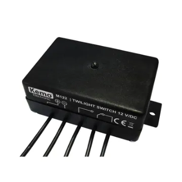 Kemo M122 switch allows users to switch lamps or other electric devices on or off at dusk or daybreak. The sensitivity of the luminous intensity may be changed by partially covering the sensor mechanically.