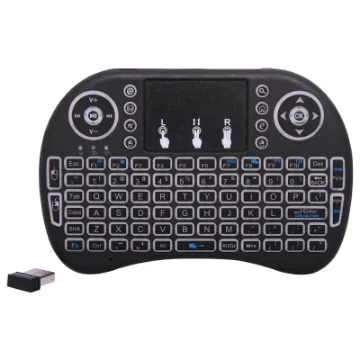 This compact backlit media centre keyboard is the perfect companion for your media streaming box, Raspberry Pi, game console or home theatre PC. Includes trackpad and media control buttons. Includes USB rechargable lithium battery. 147x98x19mm.