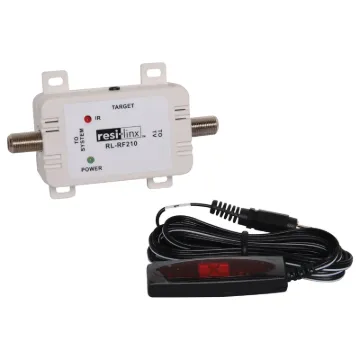The resi-linx™ RL-RF210 is a sleek and unobtrusive "Plasma Friendly" Flat IR Target for use in the resi-linx™ range of RF IR Video Distribution system. The target receives IR commands from remote controls and sends the signal through the Video Hub and Emitters to control the AV device at a remote location.
