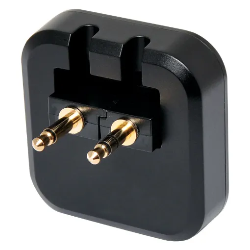 This Bluetooth wireless audio adapter is designed to allow you use of your wireless bluetooth headphones in commercial airplanes. It features a dual 3.5mm plug which plugs into the armrest.