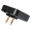 This Bluetooth wireless audio adapter is designed to allow you use of your wireless bluetooth headphones in commercial airplanes. It features a dual 3.5mm plug which plugs into the armrest.
