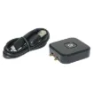 This Bluetooth wireless audio adapter is designed to allow you use of your wireless bluetooth headphones in commercial airplanes. It features a dual 3.5mm plug which plugs into the armrest.