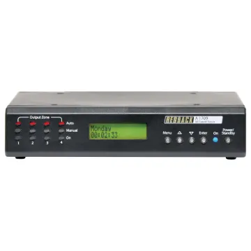 A versatile timer which has four switched 24V outputs and four closing contacts which activate simultaneously. It permits a total of 50 event switching times. Each can be set to turn on any single day of the week or on multiple days for up to 24 hours.