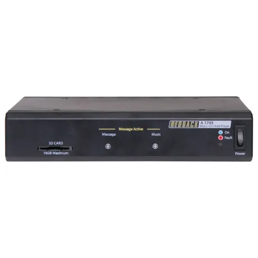 Connects to any RCA input to provide intervalled messages and background music. The included 8GB SD card can be loaded with your choice of background music and custom messages or promotions. Message intervals can be adjusted between 30 seconds and 7.5 minutes.