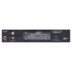 Connects to any RCA input to provide intervalled messages and background music. The included 8GB SD card can be loaded with your choice of background music and custom messages or promotions. Message intervals can be adjusted between 30 seconds and 7.5 minutes.