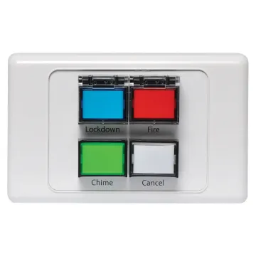 The Redback&reg  A 2069 Remote Plate allows the Redback&reg A 4505 Lockdown Timer to be controlled remotely. Featuring Lockdown, Fire, Chime and Cancel buttons, the plate can be located up to 100m away from the main unit. Connections up to 30m away can be made via standard Cat 5 cabling.