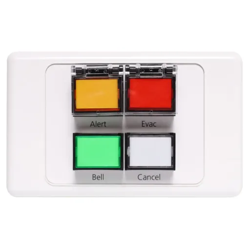 Allows the A 4574, A 4500A and A 4565 units to be activated remotely. Featuring alert, evacuation, chime and cancel buttons with protective “flip up” covers to prevent accidental operation.
