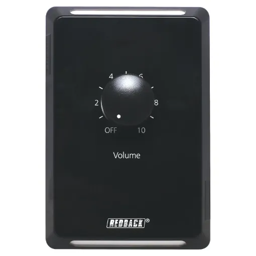 This 40W volume control is designed for 100V line speaker systems. The volume control is fitted to a black Clipsal Pro Series wall plate which has been specifically designed for commercial building installations.