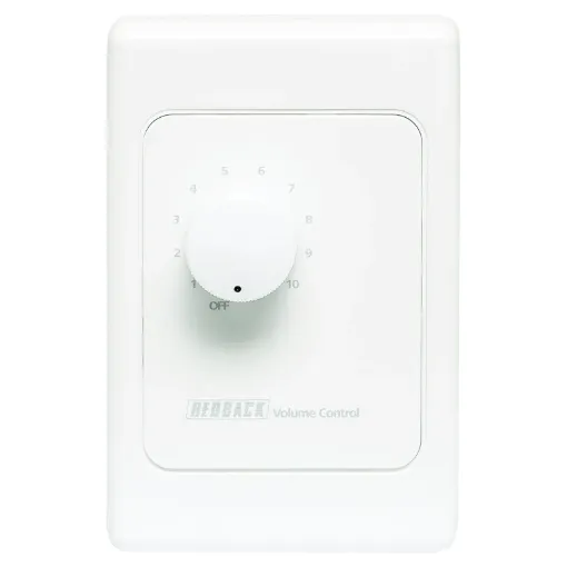 Designed to control 100V line speaker systems these attenuators are fitted to industry standard wall plates and install into an electrical wall box. They feature 11 position switches