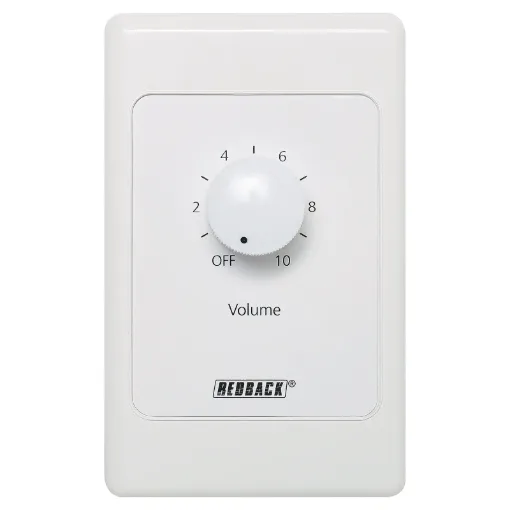 Designed to control 100V line speaker systems these attenuators are fitted to industry standard wall plates and install into an electrical wall box.