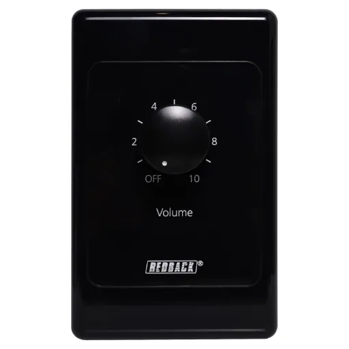 Designed to control 100V line speaker systems these attenuators are fitted to industry standard wall plates and install into an electrical wall box. They feature 11 position switches
