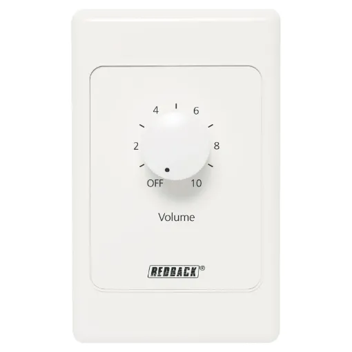 Designed to control 100V line speaker systems these attenuators are fitted to industry standard wall plates and install into an electrical wall box.