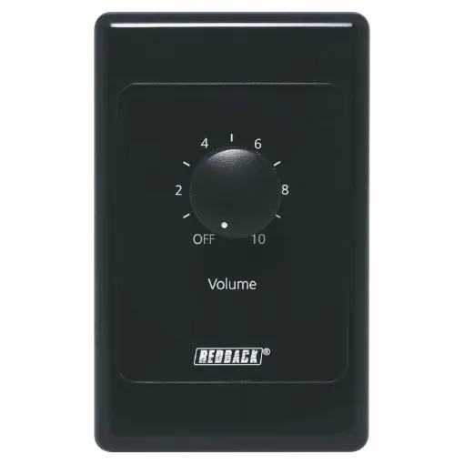 Designed to control 100V line speaker systems these attenuators are fitted to industry standard wall plates and install into an electrical wall box.