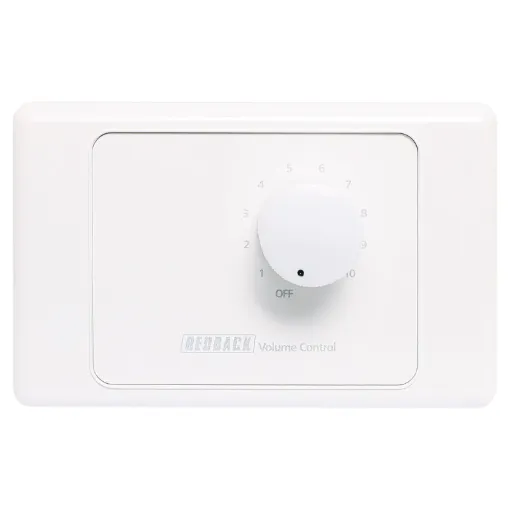 Designed to control 100V line speaker systems these attenuators are fitted to industry standard wall plates and install into an electrical wall box. They feature 11 position switches