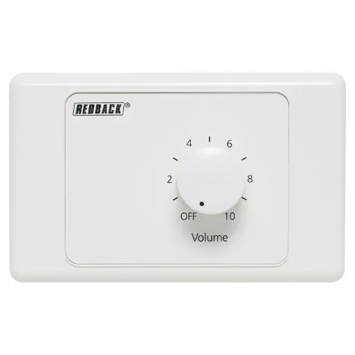 Designed to control 100V line speaker systems these attenuators are fitted to industry standard wall plates and install into an electrical wall box.