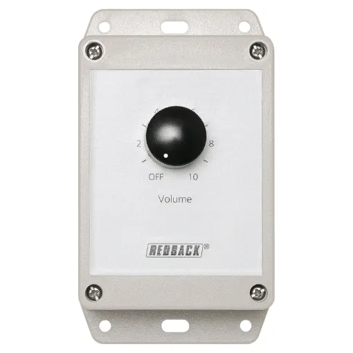Designed to control 100V line speaker systems these attenuators have been enclosed in a ABS Flange Mount Enclosure.