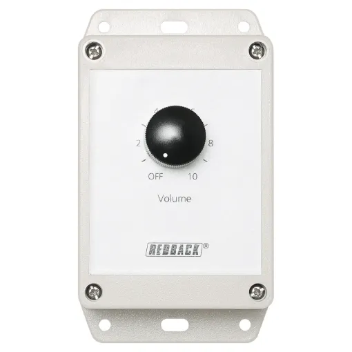 Designed to control 100V line speaker systems these attenuators have been enclosed in a ABS Flange Mount Enclosure.