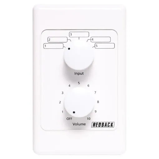 A combination of level control attenuator with 11 positions and 5 way audio source selector.
