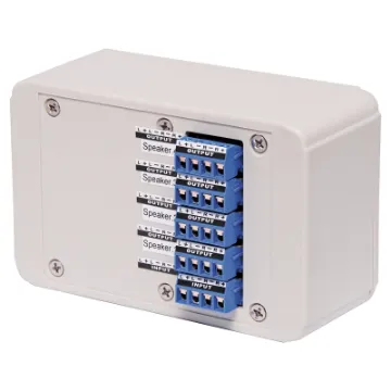 Designed for installations using several pairs of 8&Omega; speakers connected to one amplifier. Adjustable impedance protection allows multiple pairs of speakers to be connected without overloading the amplifier. Each pair of speakers is wired back indivi