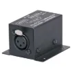 Balanced 600 Ohm 3 pin female XLR to unbalanced 10K Ohm 2 x RCA with level control. +10dB max signal gain. Steps up input signal by factor of 16, ie 20mV in = 320mV out.