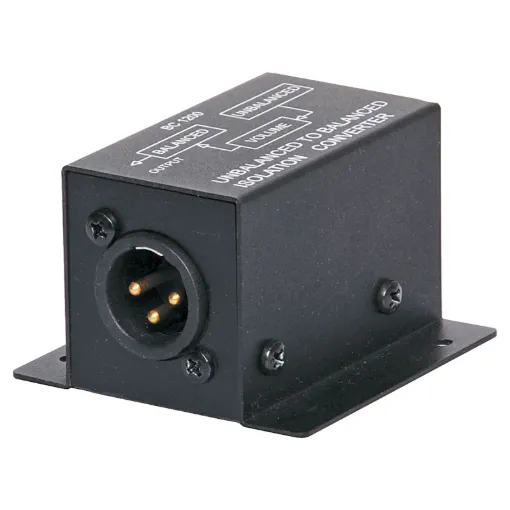Unbalanced 10K Ohm 2 x RCA to balanced 600 Ohm 3 pin male XLR with level control. -10dB max signal gain.