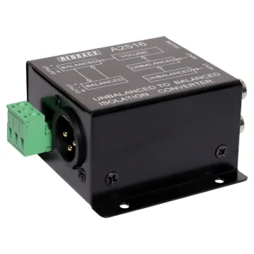 Unbalanced 10K Ohm 2 x RCA to balanced 600 Ohm 3 pin male XLR (or optional screw terminal connections) with level control.