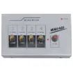 This compact mono mixer allows 4 channels of audio to be mixed via 6.35mm unbalanced connections. It features 4 x 6.35mm unbalanced inputs, 1 x 6.35mm balanced master output, master volume control.

Can be operated by 9V battery or 12V plugpack. Sold se