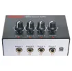 A compact headphone amplifier featuring four individual channels with volume controls. Ideally suited to monitoring in band and stage environments, it can also be used in educational situations such as language labs.  Amplification and individual volume c