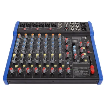 A lightweight and compact USB powered mixer featuring 14 channels. Channels 1 to 6 are XLR/6.35mm combo sockets suitable for both mic and line level signals.