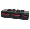 Suitable for switching multiple sets of speakers on a single amplifier eg: to switch between lounge and patio speakers. Incorporates 4 independent stereo speaker switches. Allows selection of a combination of speakers, or all speakers on at once.