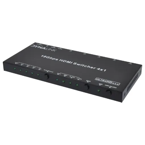 This compact 4-way HDMI switcher features manual & infra-red remote control for switching up to 4 sources to a single display supporting resolutions up to 4k 60Hz.