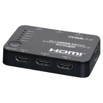 Switch between 5 HDMI AV sources with this professional 4K ready HDMI switcher.