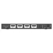 This splitter can distribute one HDMI source signal to any four display devices.