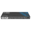 Allows four HDMI 8K V2.1 sources to be switched to two outputs/screens. This compact switcher brings together your HDMI sources for easy switching via front panel or IR remote control.
