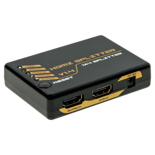Allows the connection of a single HDMI source to two HDMI displays with no loss of signal quality. Uses include home theatre, conference centres, sports bars, concerts, board rooms,etc. Multiple splitter units may be daisy chained together.