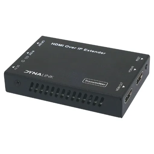 HDMI Over IP Extender is based on AV over IP solution for distribution of one HD content to one HD display device or to multiple HD display devices over a standard 1G network switcher, and extends distance up to 150m between transmitter and receiver via a Cat5e/6 cable.