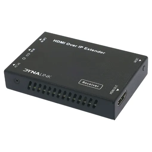 HDMI Over IP Extender is based on AV over IP solution for distribution of one HD content to one HD display device or to multiple HD display devices over a standard 1G network switcher, and extends distance up to 150m between transmitter and receiver via a Cat5e/6 cable.