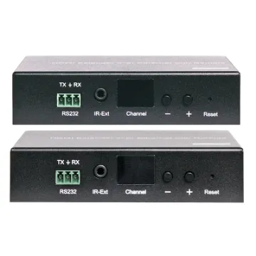 This HDMI over IP Extender uses advanced H.264 compression type which transfers signal using lower bandwidth thus transmit more smoothly. It supports 120m over single Cat5E/6 cable at point to point.  Includes transmitter and receiver.