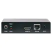 This HDMI over IP Extender uses advanced H.264 compression type which transfers signal using lower bandwidth thus transmit more smoothly. It supports 120m over single Cat5E/6 cable at point to point.  Includes transmitter and receiver.