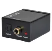 Converts an analog audio output (from any standard line level source) into a digital audio signal for connection to a  commercial amplifier or distribution system. Both coaxial and optical (Toslink) input connections are provided.