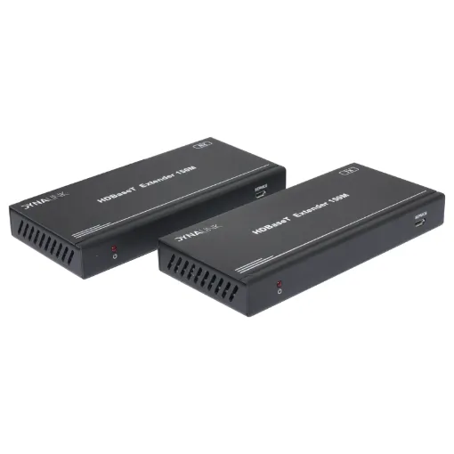 This 18Gbps HDMI Extender can extend high definition video / audio signal, RS-232, bi-directional IR, and the distance is up to 492ft / 150 meters between transmitter and receiver via a single CAT cable.