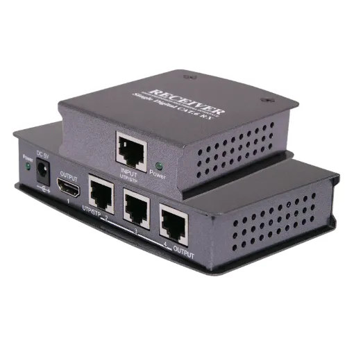 An ideal solution for pubs, clubs and venues, this HDMI extender system allows a single HDMI source to be shared across multiple screens located up to 30m away with Cat5e and 50m with Cat6.
