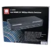 This 4x4 HDMI 2.0 18Gbps Matrix Switcher can switch any of these 4 HDMI 2.0 Sources to four HDMI 2.0 Displays.