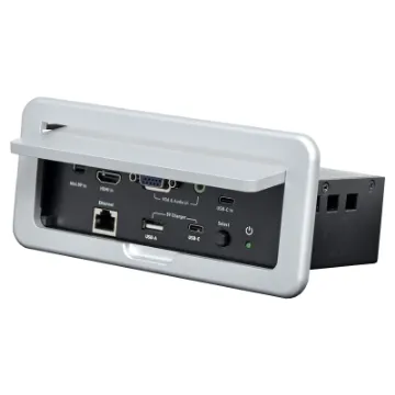 Ideal for use in educational or boardroom environments, this handy converter table box provides connection for AV devices with VGA/3.5mm audio, USB-C, Mini DisplayPort and HDMI connections and outputs to a HDMI equipped projector or display.
