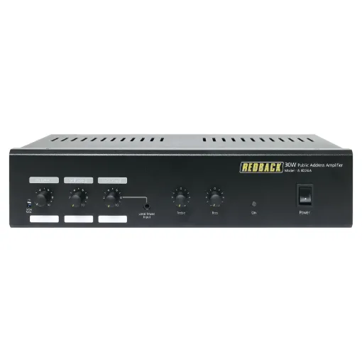A staple of the Redback range since we first started, the 30W amplifier meets the requirements of small to medium public address installations.