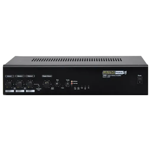 Designed to meet the requirements of medium sized professional public address installations, delivering an output power of 100W RMS respectively.