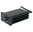 A compact, sturdy 2x50W RMS class-D stereo amplifier with 3.5mm input on the front and RCA input on the back for easy connection.