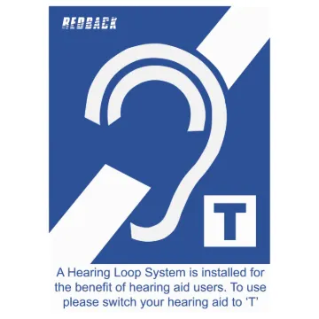 Pack of 5 indicator labels to inform patrons that there is a hearing aid induction loop installed. 140H x 100W mm